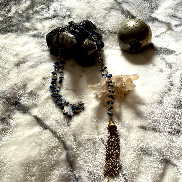 37”+ Lapis Lazuli necklace w tassle - Picture 1 of 3